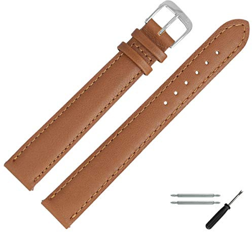 MARBURGER Uhrenarmband 20mm Leder XXL Glatt Mit Naht - Werkzeug Montage Set 10120