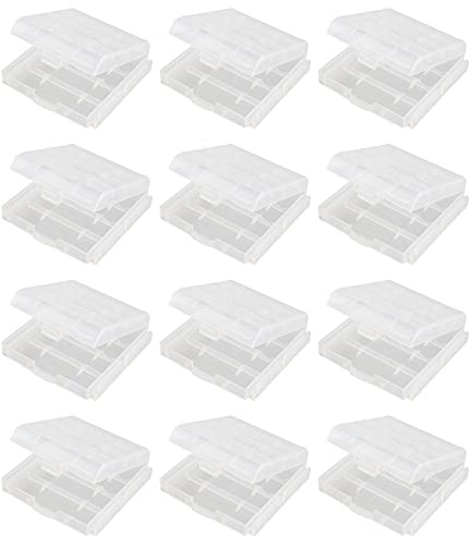 HALJIA 12 Pezzi Custodia Batteria in Plastica, Custodia per Batterie AA/AAA, Scatola di immagazzinaggio Custodia per Batterie AA AAA Protezione e Trasporto Box, Trasparente