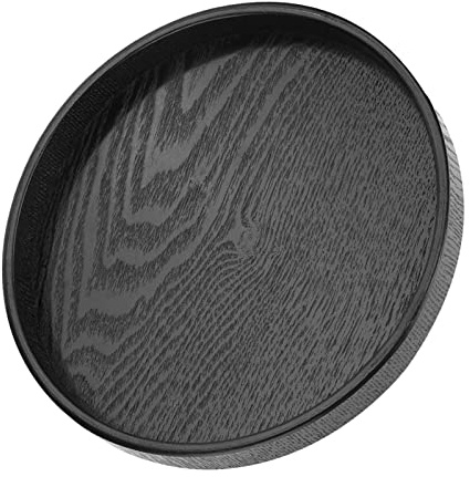 Jeanoko Runde Form Schwarz Massivholz Tee Kaffee Snack Speisen Serviertablett Teller Restaurant Tabletts (30cm)