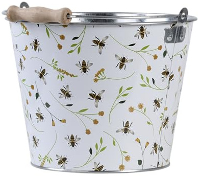 Esschert Design Eimer mit Bienenaufdruck, Mehrfarbig