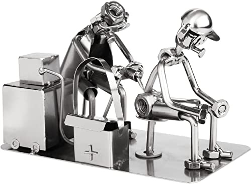 BRUBAKER Schraubenmännchen Tätowierer - Handarbeit Eisenfigur Metallmännchen - Metallfigur Geschenkidee für Tätowierte und Tattoo Fans - Tattoo Geschenk