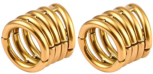 Vankula Pesos Dilataciones Orejas tapones túnel Lóbulo Puño 5 Pila Anillos acero inoxidable Expansores Estiramiento Piercing 12mm Oro