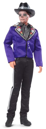 BARBIE Día De Muertos Ken - Sammlerpuppe mit sanftem Satin-Anzug, Schädelmuster, Calavera-Gesichtsbemalung, hochwertige Verpackung, für den Tag der Toten 2023, HJX15