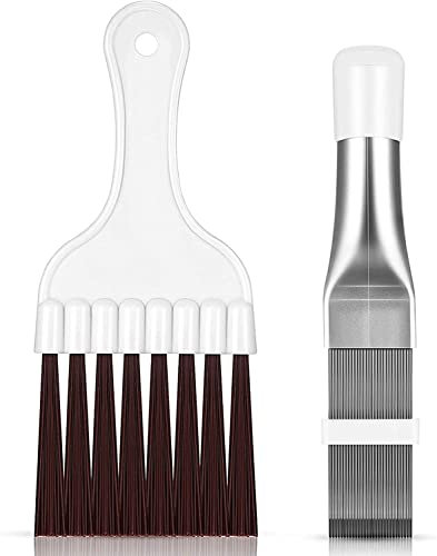 Air Conditioner Fin Comb,Stainless Steel Condenser Fin Comb, 2pcs Straight Condenser Comb AC Fin Comb Cleaner Brush Evaporator Radiator Fin Cleaning Tool Used for Cleaning Air Condition