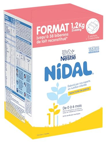 Nestlé Nidal 1 Milchpulver, für Babys ab der Geburt bis 6 Monate, 2 Beutel à 600 g