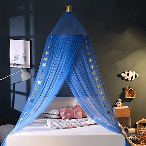 Surwin Moskitonetz Bett Baldachin, Mückennetz Outdoor Reise, Kinder Erwachsener Rundes Netz Vorhang, Moskitonetz Betthimmel Hängendes Zuhause, Für Babybett Doppelbett Einzelbett (Navy blau)