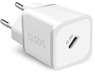 SBS Portable Charger for Samsung, iPhone, Xiaomi, Oppo, 20W Fast Gan for Smartphones and Tablets, Fast and Safe Power Delivery Charger with USB-C, White