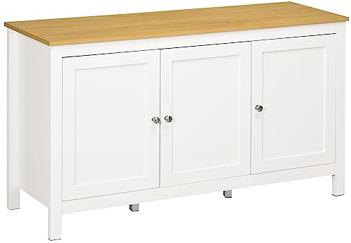HOMCOM Buffet Meuble de Rangement 3 Portes 120 x 40 x 70 cm Blanc