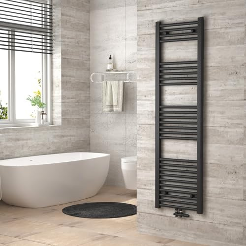 Heilmetz Anthrazit BadHeizkörper 40 x 140 cm Handtuchtrockner Bad-Heizkörper Handtuchheizkörper Mittelanschluss Heizung 663 Watt Leistung Handtuchwärmer
