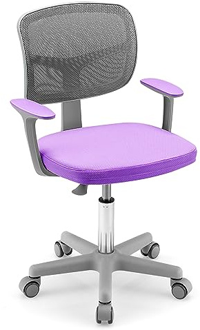 DREAMADE Kinder Schreibtischstuhl höhenverstellbar, ergonomischer Jugenddrehstuhl mit Rückenlehne & Armlehnen, Kinder Drehstuhl mit 5 Rollen, für Kinder 3-10 Jahre alt, bis 150kg belastbar (Violett)