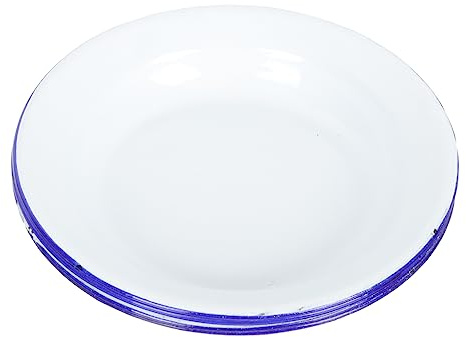 Cabilock Juego de 4 Platos de Esmalte Vintage Blancos para Servir Comida, Diseño Retro, Material Resistente y Fácil de Usar, Adecuado para Restaurante y Bar