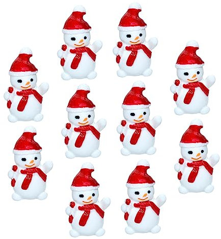 TOPPERFUN 10pcs Mini Snowman Dollhouse Snowman Ornaments Cars Toys Tiny Snowman Figurines Snowman Decorations Christmas Snowman Decor Mini Snowmen for Crafting Car Gadgets Resin Winter Baby