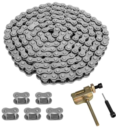 Belleone #35 Roller Chain, 5 Feet 35 Chain with 5 Master Links, Chain Breaker- Carbon Steel Chain for Mini Bike, Go Kart, Motorcycle, Scooter, Bicycle, Home and Industrial Machinery - 160 Links