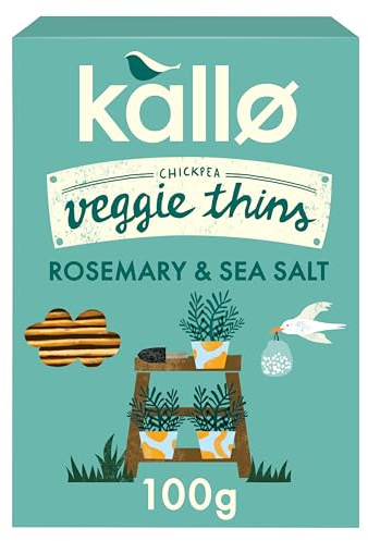 Kallo Rosemary & Sea Salt Veggie Thins Crackers | Healthy Snacks High Fibre, Plant Protein, Gluten Free & Baked | 100g Single Pack