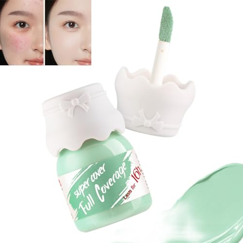 Color Correcting Green Concealer, neutralisiert Rötungen und kaschiert Hautunreinheiten, feuchtigkeitsspendend und langanhaltende Fokuspflege, Farbkorrektur, zur Tarnung von Verfärbungen, Mattheit und
