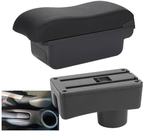 DASTOP Auto Mittelkonsole Armlehne Box für Toyo-TA Aygo X, Leder Mittelarmlehne Armlehnenbox Aufbewahrungsbox Konsole Organizer Innen Zubehör,A/Black-line-NO USB