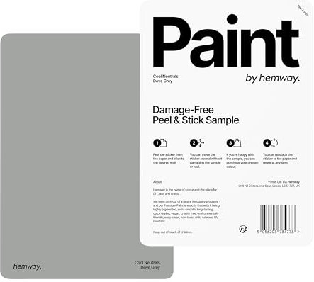 Hemway Colore grigio tortora – Campione – Vernice Premium per interni ed interni, emulsione acrilica ecologica opaca – finitura opaca, basso VOC, pareti interne, soffitto, cucina, bagno, camera da