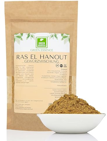 Ras El Hanout 100g, Arabische aromatische Gewürze von Green Essence | Ras Alhanut 100 g, Gewürzmischung für Hammel, Lamm & Geflügelgerichte, Marokkanisch Gewürz für Tajine, Harira, Kebab