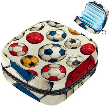 Damenbinden Aufbewahrungstasche für Damen, große Kapazität, Menstruationspad-Tasche, Fußball-324 Menstruationstaschen, Tampon-Sammeltasche, Geldbörse