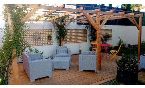 Pergola en Bois Massif 3 x 5-15m2 Traitement Classe 3 Marron