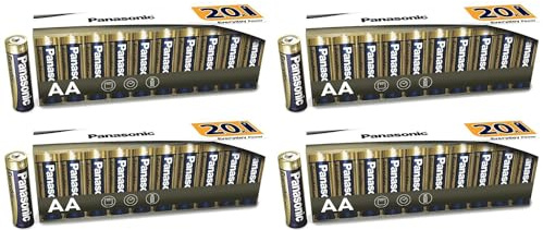 PANASONIC Set di 4 confezioni da 20 batterie alcaline Everyday Power Silver AA-LR6 1,5 V
