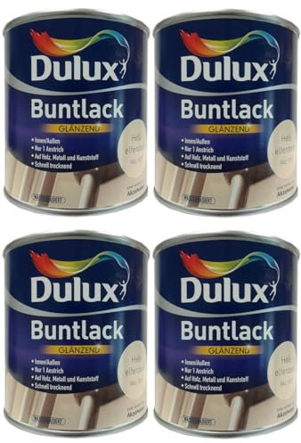4 x 250ml Dulux Buntlack Glänzend Innen/Außen 1 L, Farbwahl, Farbe:hellelfenbein
