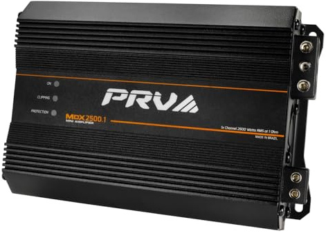 PRV Audio MDX2500.1 1 Ohm Mini Car Audio Amplifier 1 Channel 2600 Watts RMS Ultra Compact Full Range Monoblock Class D Amp for Powersports, Motorcycles, ATV, for High Power Loudspeaker Systems