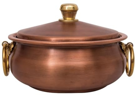 Dickly Kupfertopf, Binauraler Topf, handgefertigt, verdickter, gehämmerter Schmortopf, Kochgeschirr, Kochtopf für Camping, Picknick, Zuhause, Herd, 24 cm Durchmesser