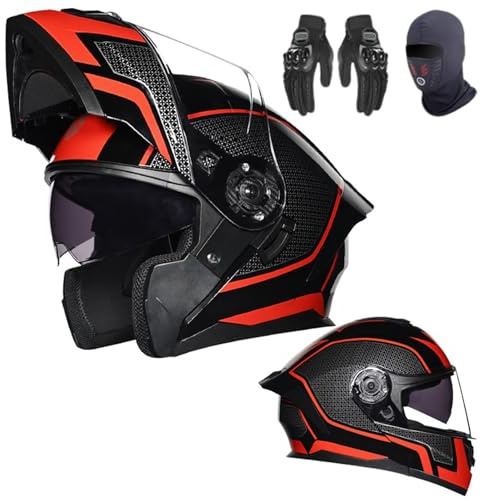 Systemhjälm med dubbla solskydd motorcykelhjälm modulär unisex helhjälm ECE-godkännande skoter cross för vuxna män kvinnor E, S55–56 cm