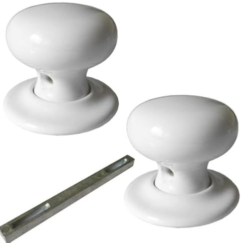 DESIGN CRAFT INTERIORS Keramik-Türknauf, weiß, Einsteck-Set, 60 mm, klassischer runder Griff mit Befestigungen