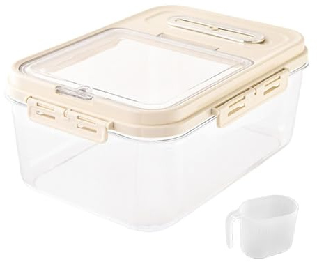 Xinhuju Boîte à riz, récipient à riz, récipient de rangement hermétique pour riz, récipient alimentaire, récipient avec verre doseur pour farine, flocons d'avoine