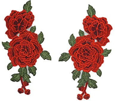 DIYEAH 2 Stück Aufnäher Mit Rosenstickerei Blumenaufnäher Zum Aufnähen Für Bastelarbeiten Kleider Taschen Heimdekoration