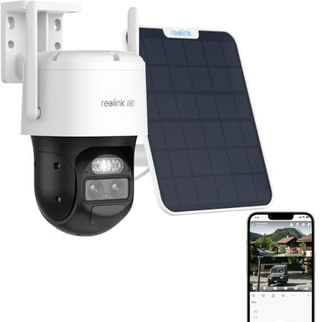 Reolink 4K PTZ Camera Solaire Exterieur WiFi sans Fil, Suivi & Zoom 8X Auto, Deux Objectif, Autonomie de 180j, Projecteurs Audio Bidirectionnel, TrackMix 4K+Panneau Solaire