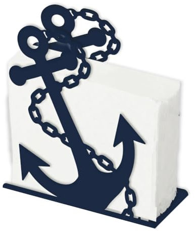 SUPERDANT Servilletero con ancla oceánica para mesas, servilletero de metal negro, servilletero, dispensador de servilletas independiente para cocina, cafetería comedor