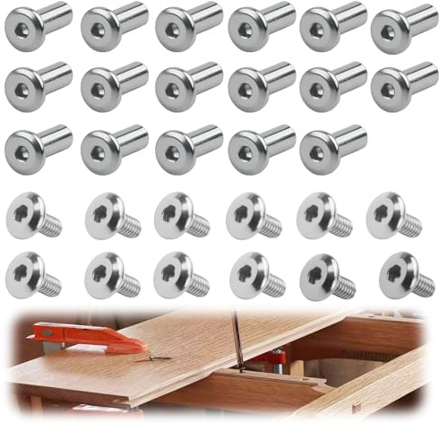 Hülsenschrauben M4, Möbelverbinder Verbindungsschrauben M4x12mm 20PCS mit Sechskantschlüssel, Schrankverbinder für Holzplatten Türen Schränke Stühle, Edelstahl rostfrei langlebig festziehbar