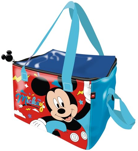ARDITEX Bolsa Térmica Infantil Mickey Mouse Disney de 22.5x15x16.5cm – Aislante y Resistente – Ideal para picnic, playa, colegio o excursiones