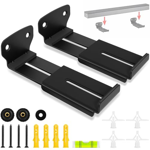 Soundbar Wall Mount Brackets, 3.5-6.3 Depth Adjustable Hold Up to 33 lbs | Universal Fit Compatible with Samsung Sony Bose Sonos JBL and More Metal Sound Bar Speaker Brackets