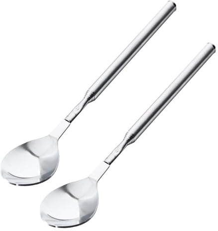 Psdndeww Lot de 2 fourchettes télescopiques réglables en acier inoxydable pour barbecue, pique-nique et cuisine
