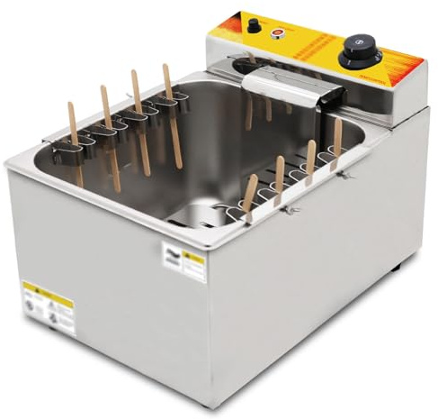 GUHPZA Macchina per Hot Dog Professionale, Friggitrice Elettrica in Acciaio Inox con Controllo della Temperatura per Ristoranti E Cucine Domestiche,-393