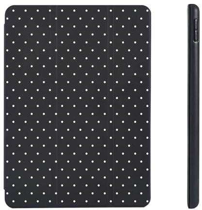 Fycyko Hülle für iPad 9./8./7. Gen. mit Bleistifthalter Polka-Dot -Schwarz | Hülle für iPad 9./8./7. Generation 2021/2020/2019 10,2 Zoll , Trifold Ständer,Cute Polka-Dot Muster Schutzhülle