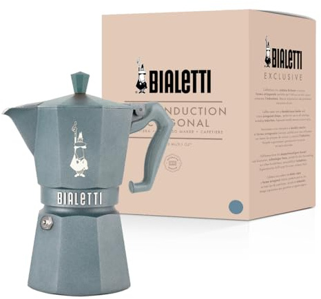 Bialetti Moka Exclusive Octagonal Induction 6 Tazas – Cafetera Espresso de Aluminio y Acero, Gris Plateado – Compatible con Gas e Inducción