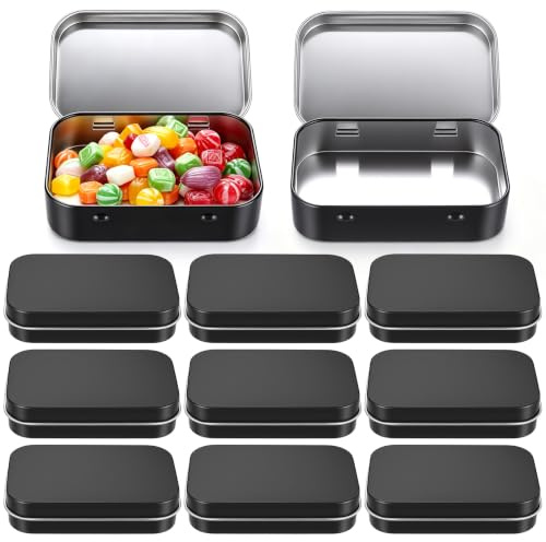 AIOUHMYM 9 Stk schwarze Metallboxen mit Deckel zur Kleinteileaufbewahrung | Schwarze Mini Blechdosen mit Deckel, ideal für Süßigkeiten und kleine Teile, Größe 9,5 x 6 x 2 cm