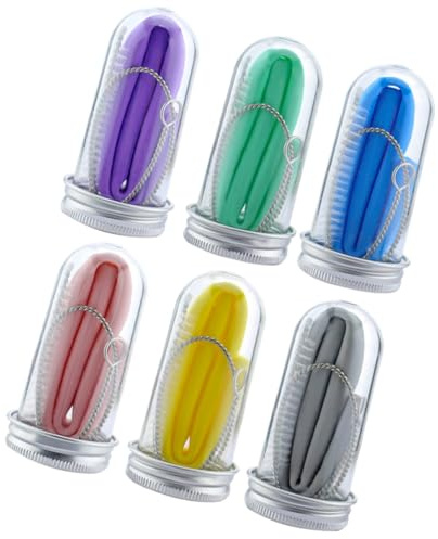 Gadpiparty 6juegos Pajitas de Reutilizables Plegables con Cepillo de Limpieza y Funda con Colores Rosa Gris Amarillo Verde Azul y Morado para Bebidas Café Batidos y Eventos
