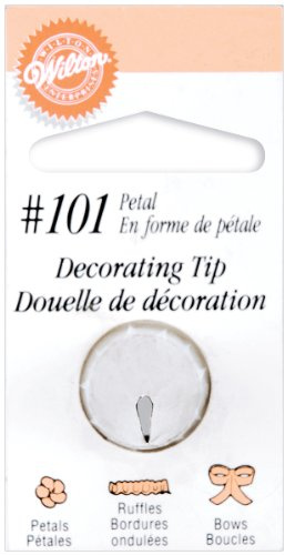 Wilton 101 Stainless Steel Pastry Piping Tool for Cakes, Biscuits, Muffins, Churros - Reusable and Dishwasher Safe - 101 Petal Blister