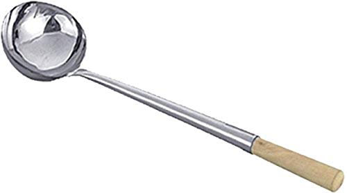 JADE TEMPLE Schöpfkelle für den Wok, stainless steel, Gesamtlänge 47 cm, 12 cm Durchmesser, mit Holzgriff, 1 x Schöpfkelle