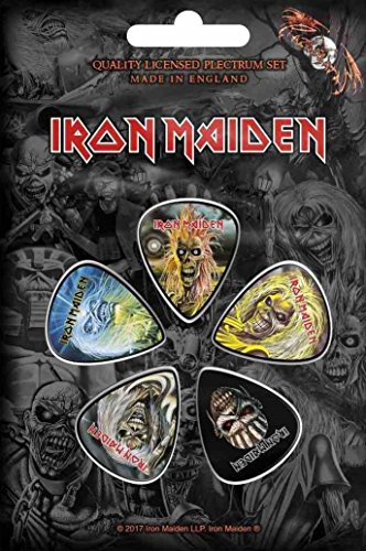 Bravado Iron Maiden The Faces Of Eddie 5-Piece Plektrum Set für Gitarre, Mehrfarbig, Kunststoff