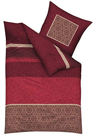 Kaeppel Fein Biber Bettwäsche Destination Rot Bordeaux Sand, Größe:155x220cm Bettwäsche