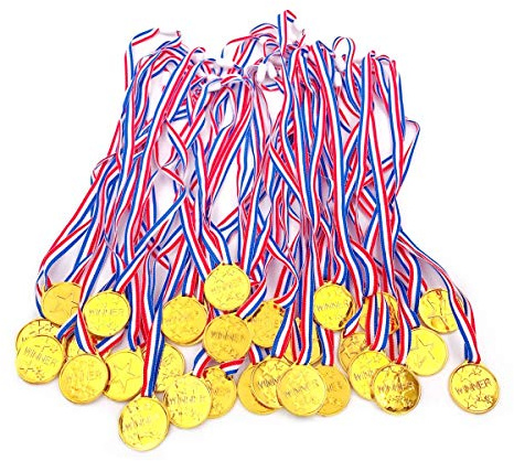 JZK 30 x Giocattolo medaglia Oro plastica per Premio Bambini premiazioni Giochi per Festa Compleanno Bambini regalino ricordo medaglia Vincitore per Bambini Sport
