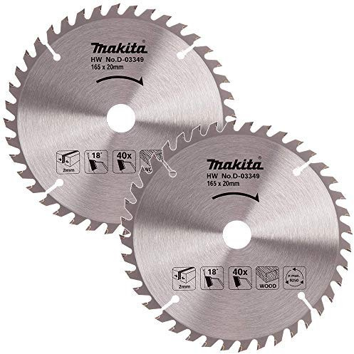 Makita D-03349 Kreissägeblatt für Holz, 165 mm x 20 mm x 40 Zähne, 2 Stück