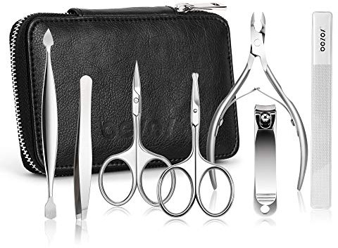 BEZOX Pedicure Manicure Set Tronchesino Per Cuticole 7 in 1 kit Professionale Manicure,Kit Cura Unghie Donne e Uomini con Manicure e Pedicure Attrezzi Kit Manicure da Viaggio
